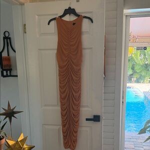 House of Harlow 1960 Backless Tan Dress